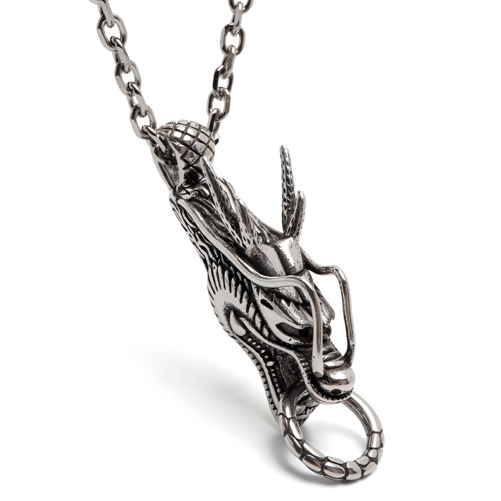 ドラゴンネックレス ステンレス ドラゴンヘッド リング 龍ネックレス