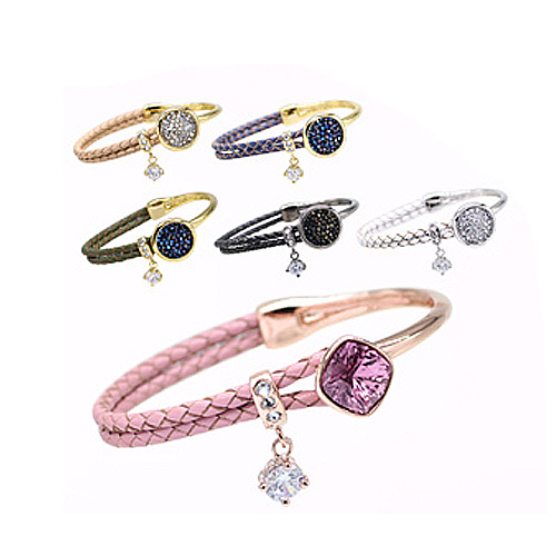 ブレスレット 2タイプ スワロフスキークリスタル使用 2連ブレスレット