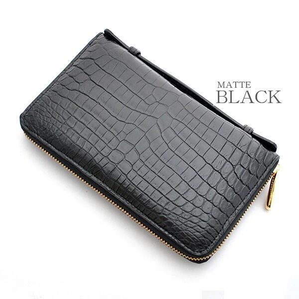 クロコダイル 長財布 メンズ 日本製 ラウンドファスナー ロング