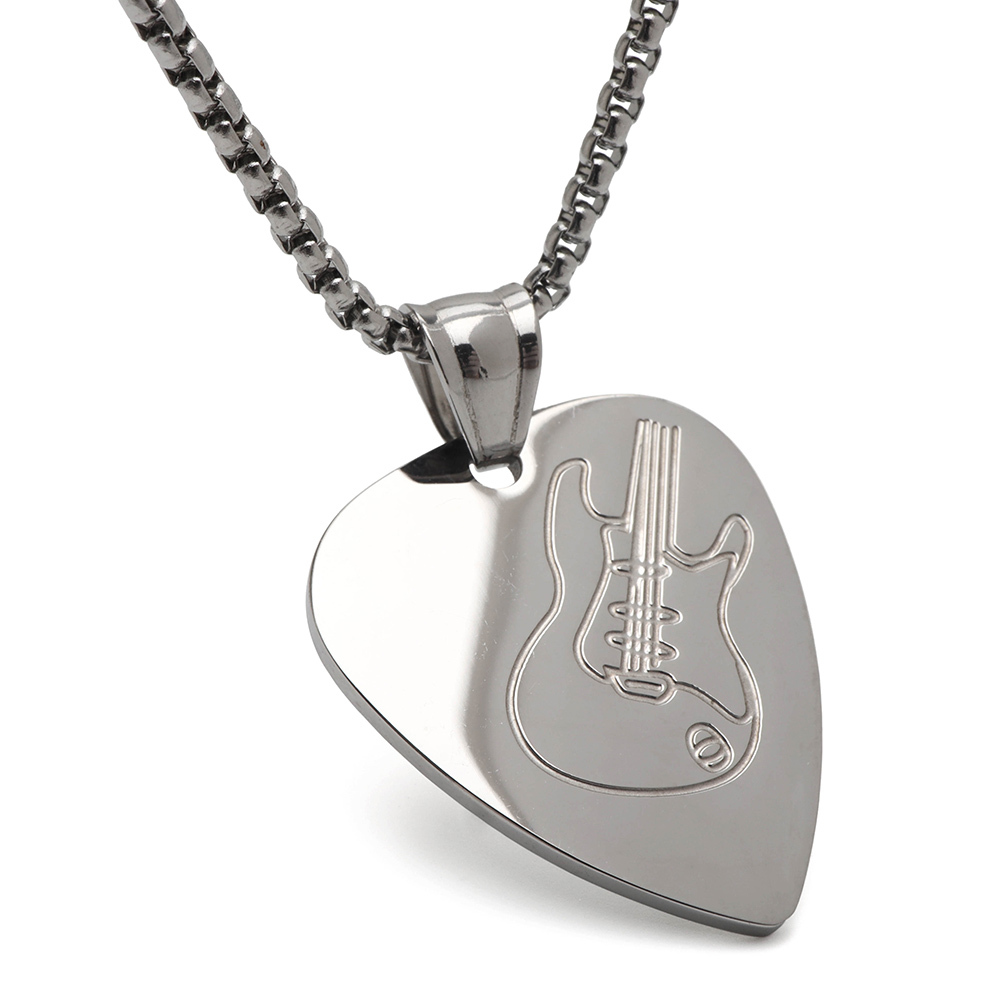 ステンレス ギターピックネックレス プレート ペンダントネックレス