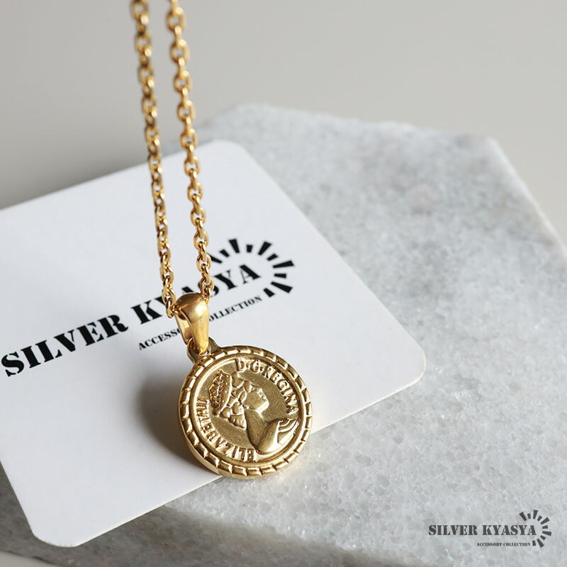 コインネックレス レディース 4面カット 小豆チェーン アンティーク