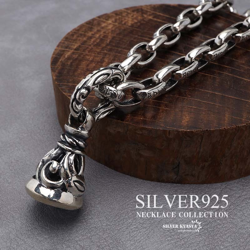 シルバー925 ベルネックレス 唐草 シングルベル シルバー ネックレス
