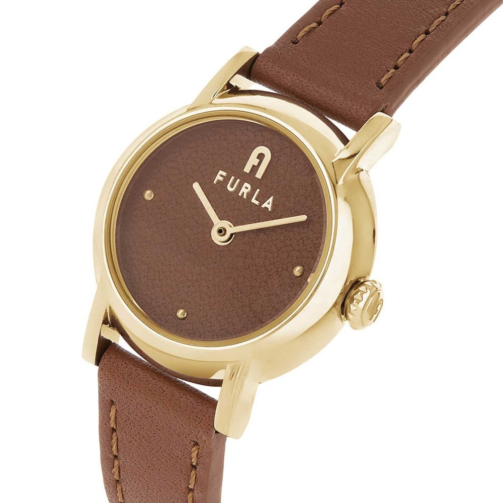 フルラ 腕時計 レディース ブラウン ゴールドケース ミニマルデザイン