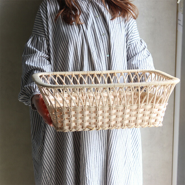 即納 ツルヤ商店 籐脱衣かご 矢来 角型[籐 ラタン カゴ バスケット