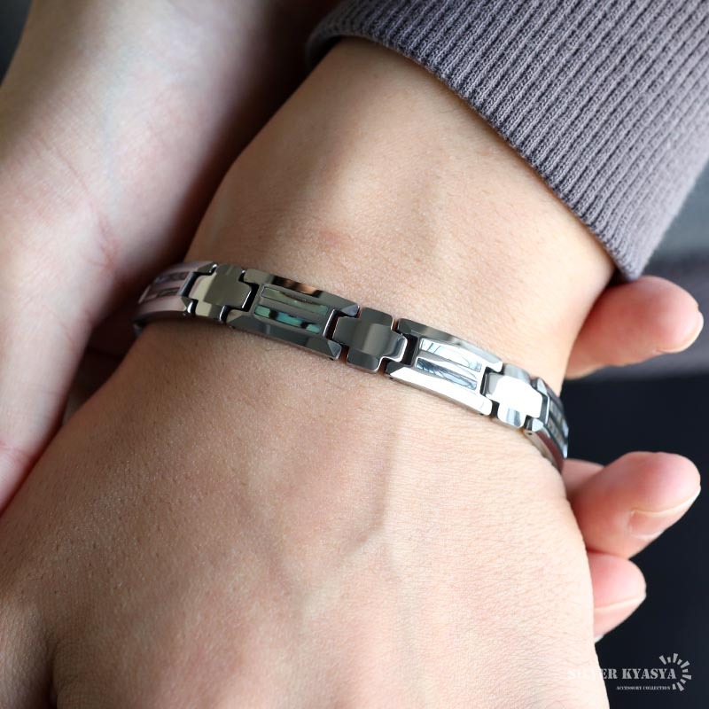 タングステン 傷つかない 磁気ブレスレット メンズブレスレット メタル