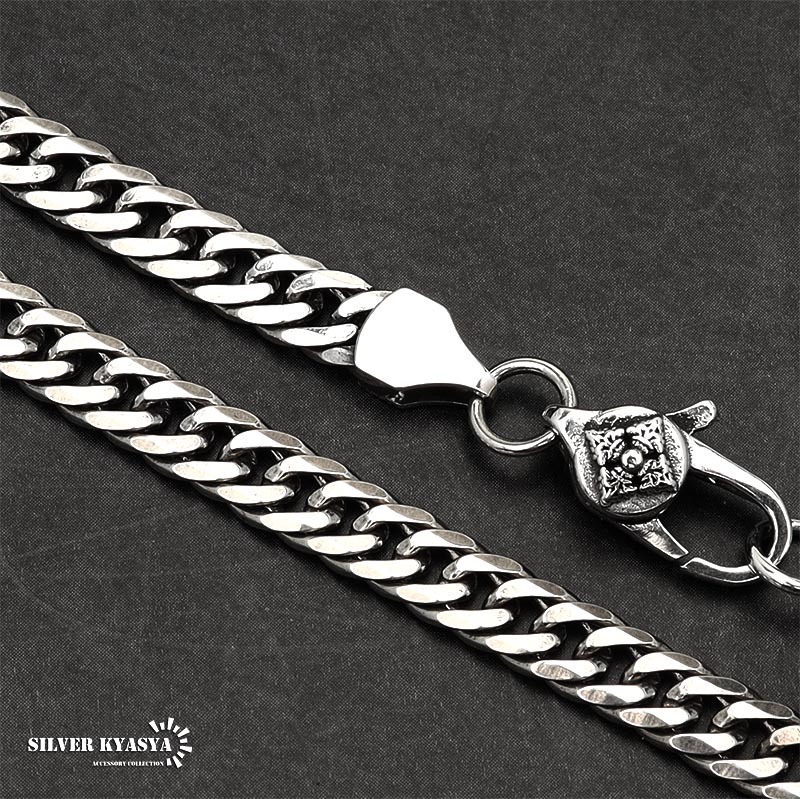 シルバー925 チェーンネックレス メンズ 6面カット ダブル喜平チェーン