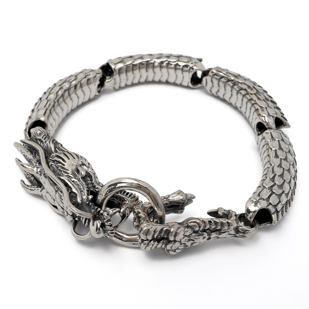 シルバー925 ド迫力 ドラゴンブレスレット 龍ブレスレット 竜 辰 重厚