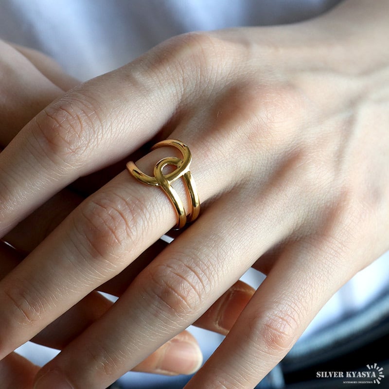 オーバークロスリング ニュアンスリング ゴールドリング 指輪 18KGP
