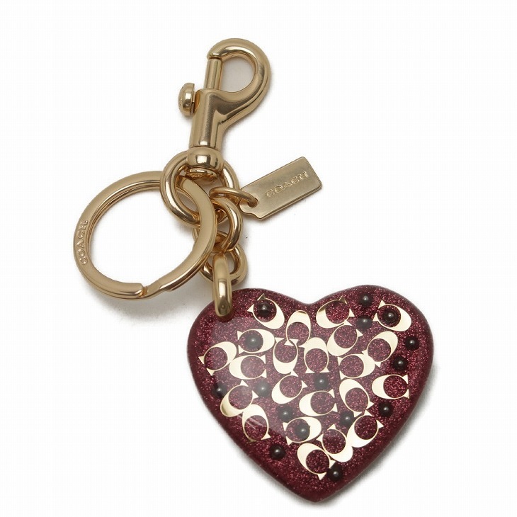 コーチ キーホルダー COACH キーリング ハート ピンク マルチ