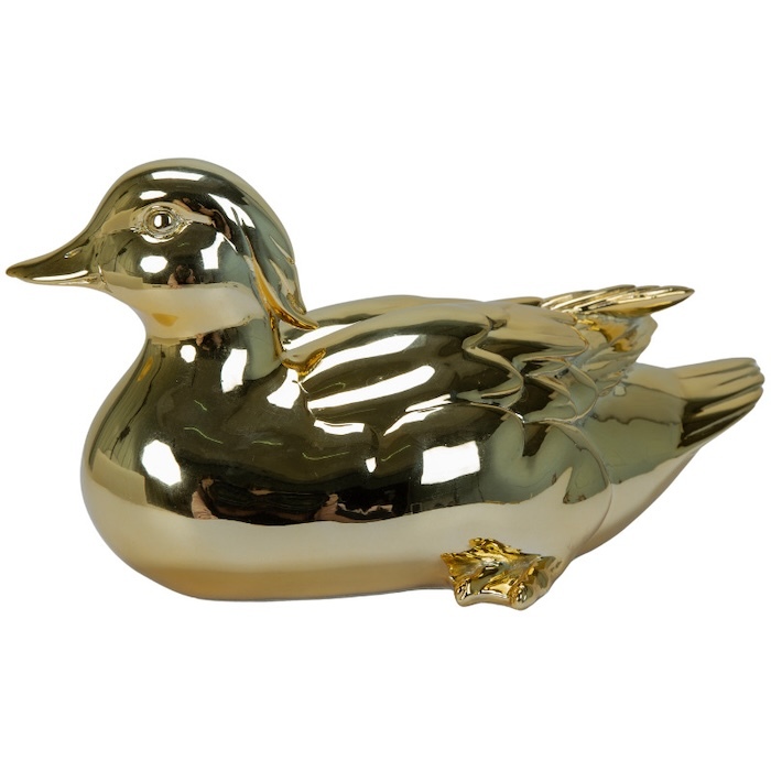 置物 鳥 かわいい オブジェ 北欧 動物 プレミアゴールドのアヒル 金色