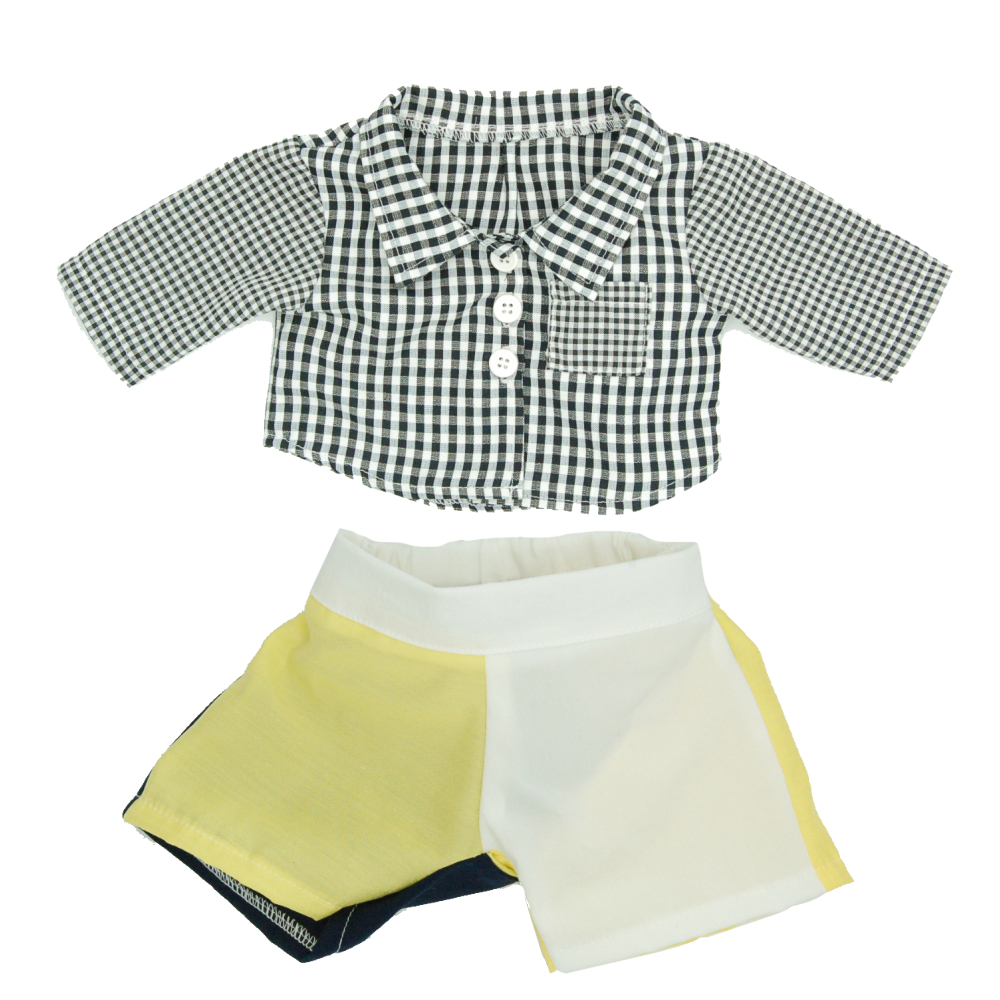 1点までメール便対応可】 ぬいぐるみ用 服 2点セット チェックシャツ