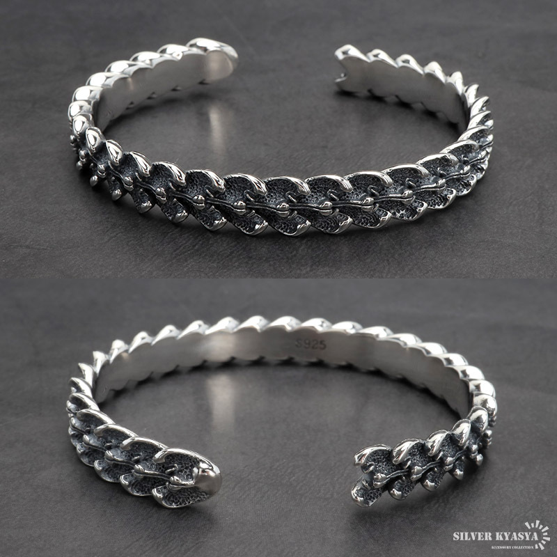 シルバー925 ドラゴンバングル 龍の鱗 燻 龍バングル 竜 辰 重厚感