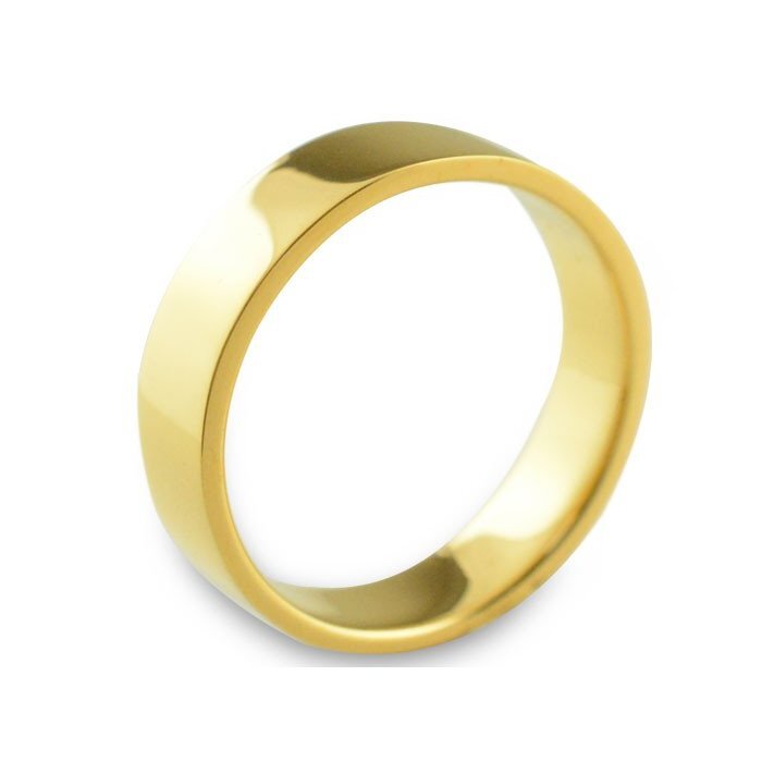 18金 平打ちリング メンズ 指輪 シンプル 幅広 リング 5mm イエロー