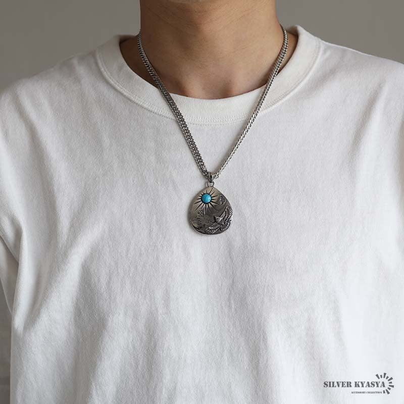 ステンレス タタキネックレス インディアンジュエリー ダブル喜平