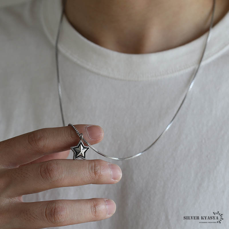 ステンレス スターネックレス 星 ロングチェーンネックレス ベネチアン