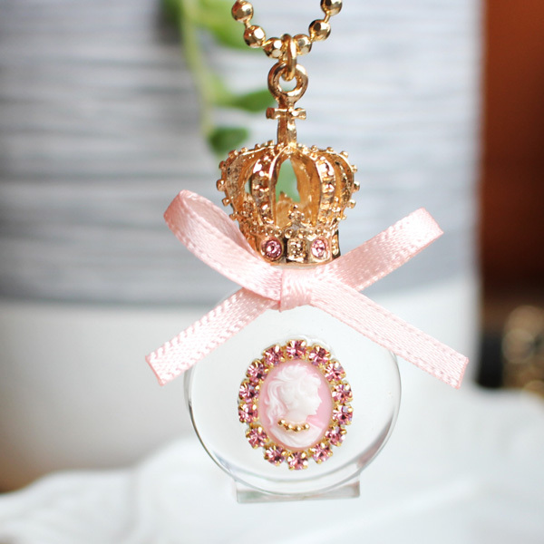 王冠丸クリア香水瓶カメオネックレス☆日本製】 - 【ロリアンピンク