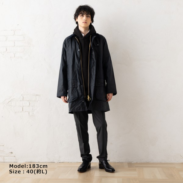 バブアー コート ボーダー ワックス コットン ネイビー メンズ Barbour