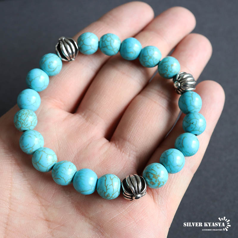 ターコイズブレスレット 数珠ブレスレット クロスブレスレット 十字架