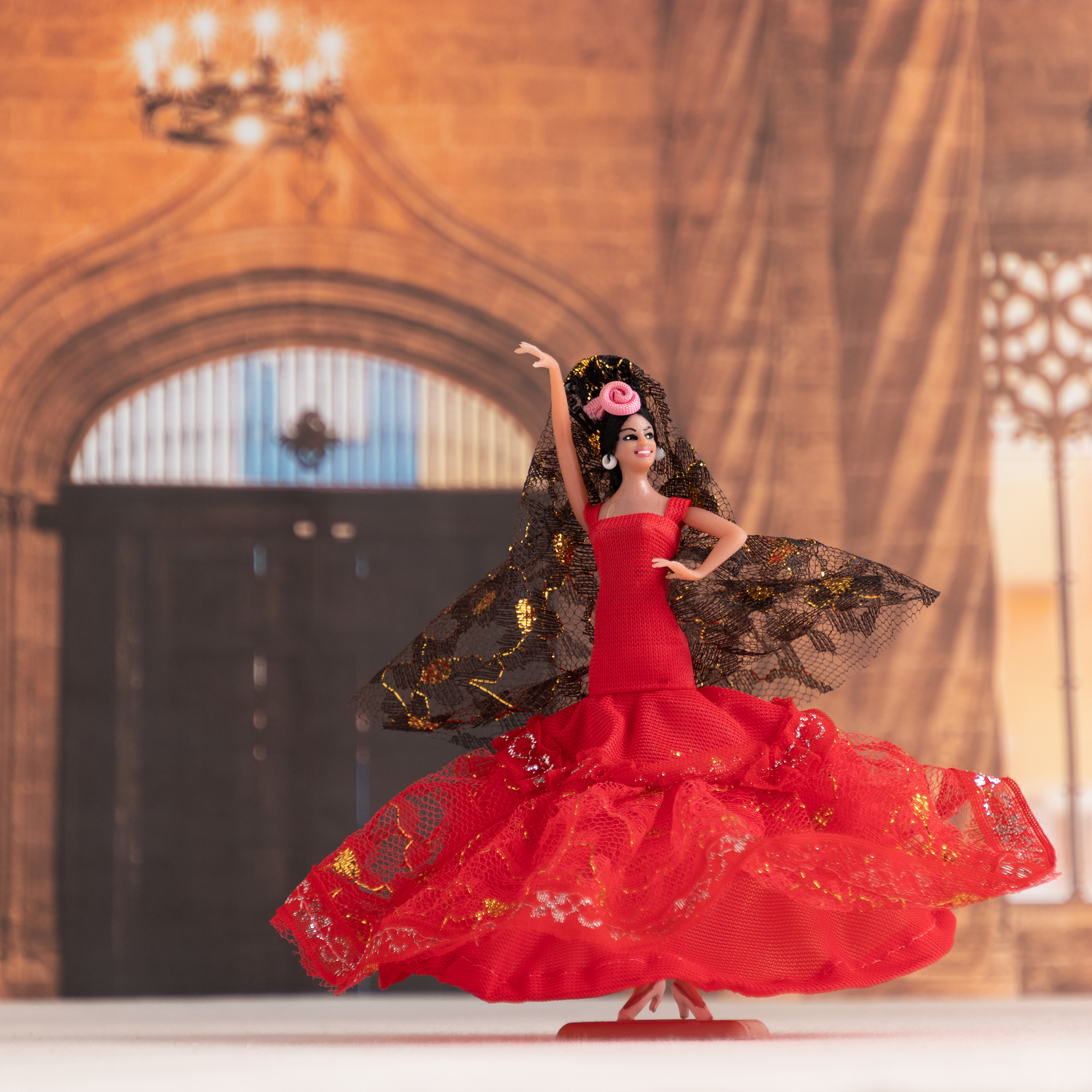 スペイン製 フラメンコドール フラメンコ衣装 レッド 人形 Marin社