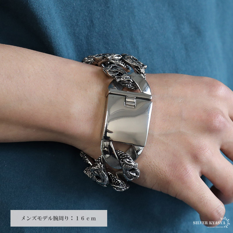 超重厚 極太ブレスレット 幅34mm メンズブレスレット シルバー 存在感