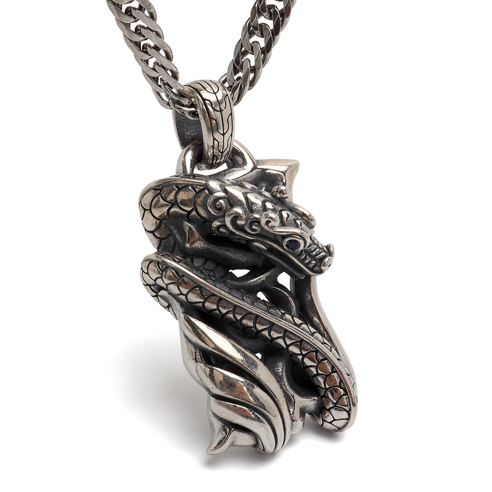 シルバー925 ドラゴンネックレス 巻き付き 龍 ペンダント ネックレス
