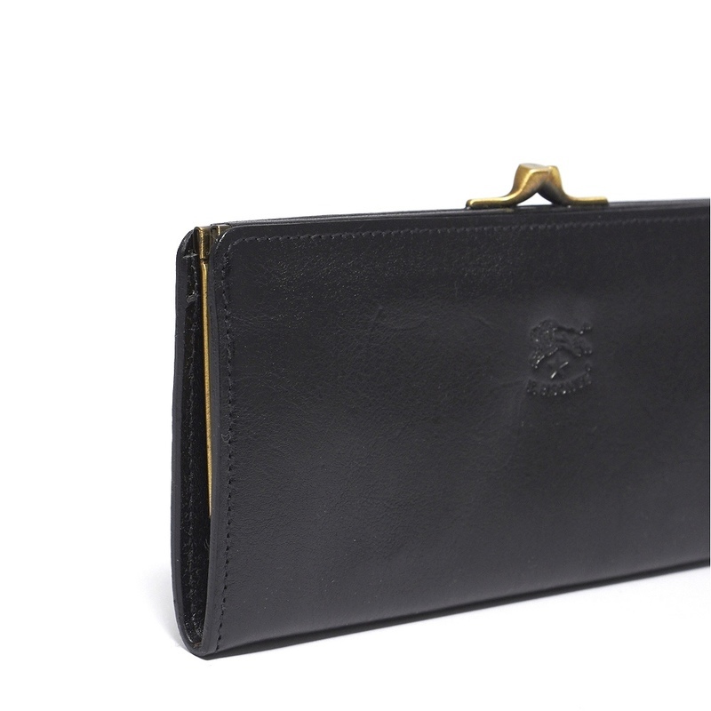 イルビゾンテ IL BISONTE がま口長財布 C0988 153 BLACK 本革 ブラック