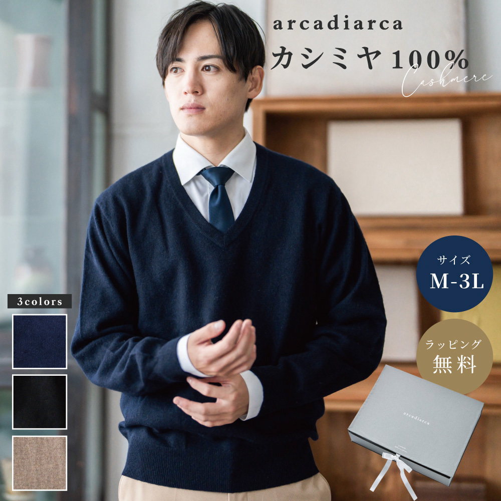 アルカディアルカ arcadiarca カシミヤ100% Vネック セーター メンズ M