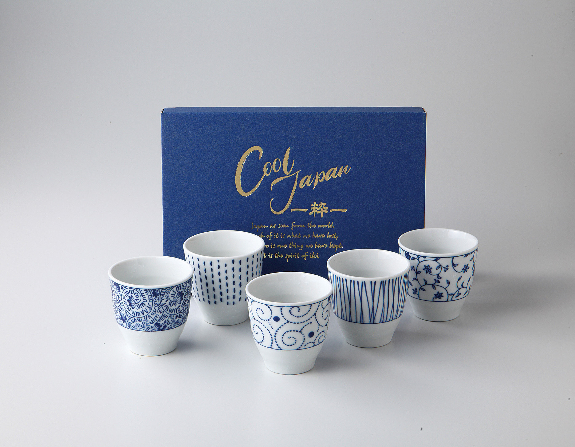 Cool Japan -粋- 湯呑み 江戸小紋 5個セット 日本製 美濃焼 和 和風