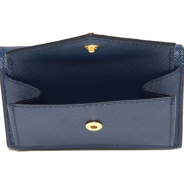 プラダ 三つ折り財布 サフィアーノトライアングルロゴ ミニ財布 ブルー