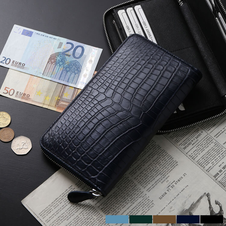 クロコダイル メンズ 長財布 手帳型 マット 加工 ナイルクロコダイル
