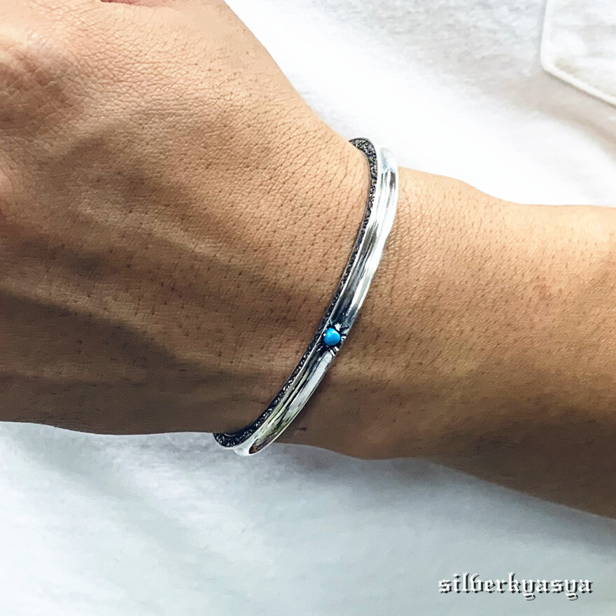 シルバー925素材 唐草 バングル ターコイズバングル 925 銀 シルバー