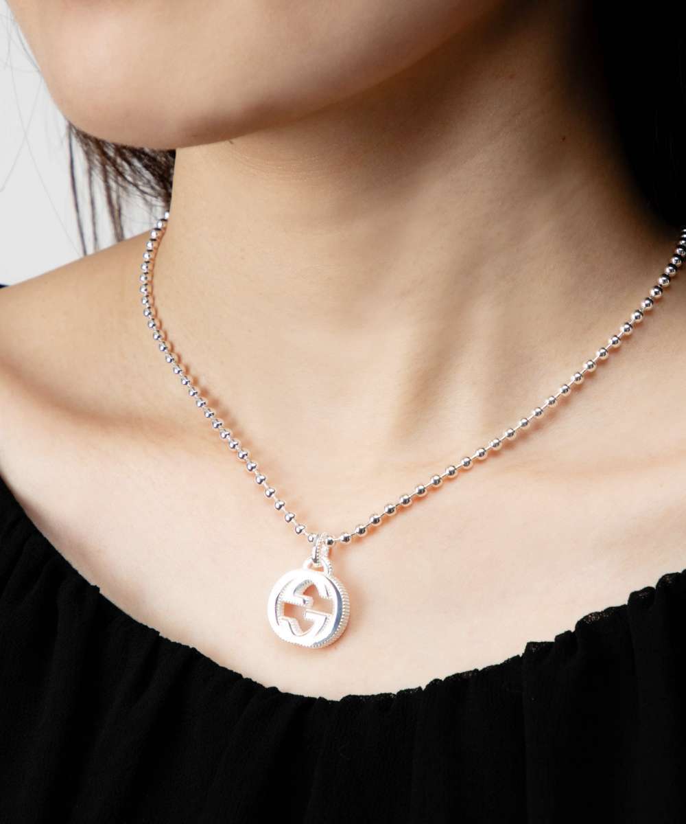 グッチ GUCCI 479219 J8400 ネックレス INTERLCKG M NCKL 45CM SLV