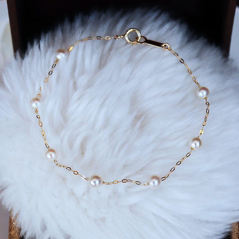 パール優美 akoya アコヤ真珠 4-5mm ベビーパール ブレスレット K18