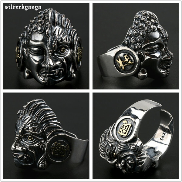 シルバー925素材 一念 仏と魔 リング 925 シルバー指輪 悪魔 仏陀