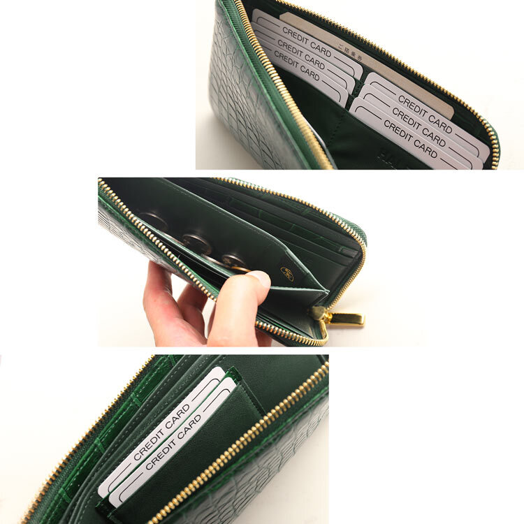 クロコダイル メンズ 長財布 日本製 L字ファスナー HALEINE 鰐革 本革