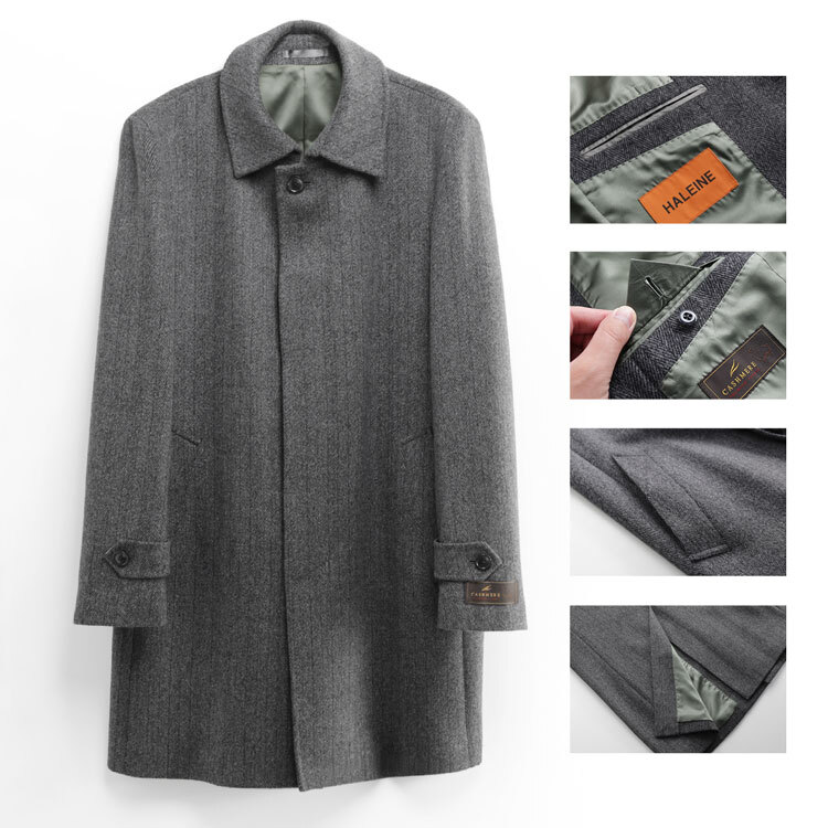 ステンカラーコート メンズ メンズ カシミヤ100% HALEINE ダーク