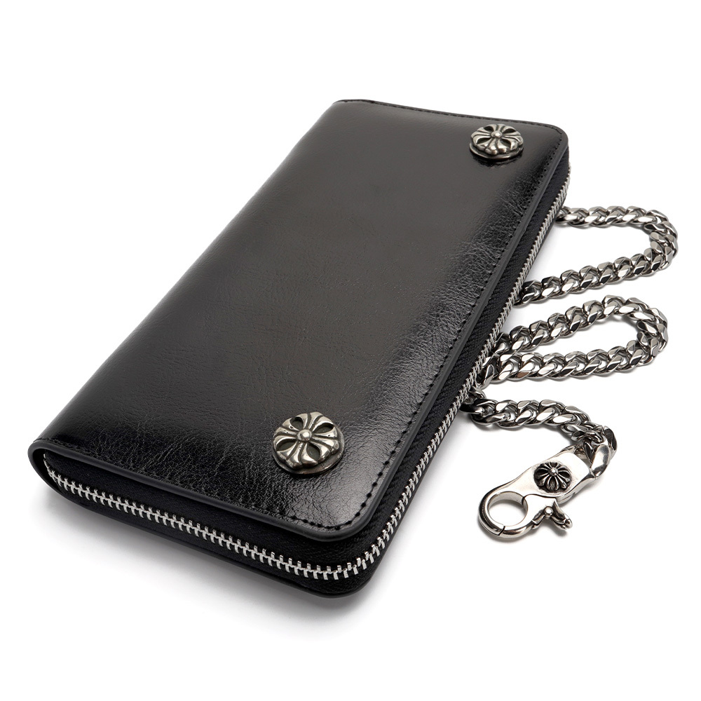 レザーウォレット メンズ クロスコンチョ 長財布 牛本革 ウォレット