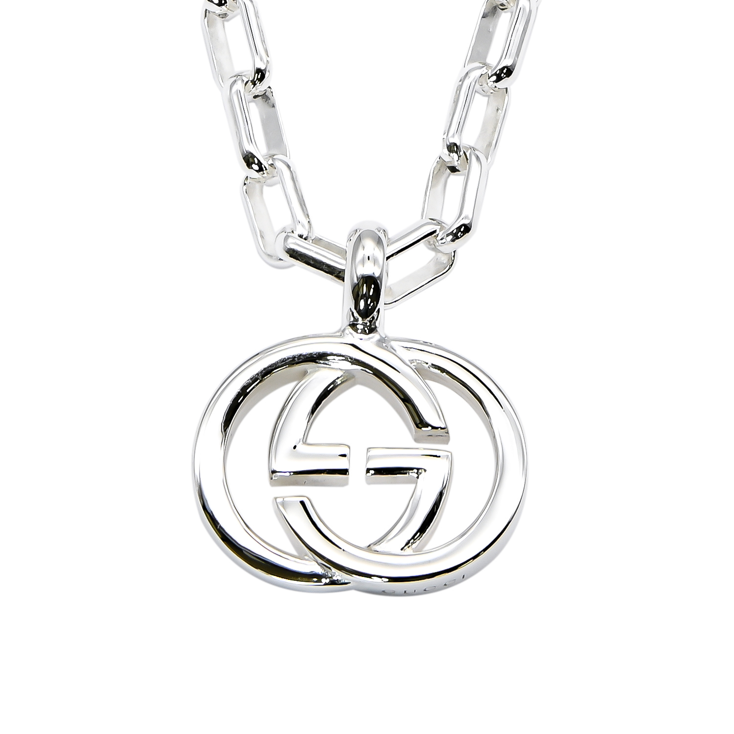 グッチ ネックレス GUCCI シルバー GGロゴモチーフ ペンダント 男女