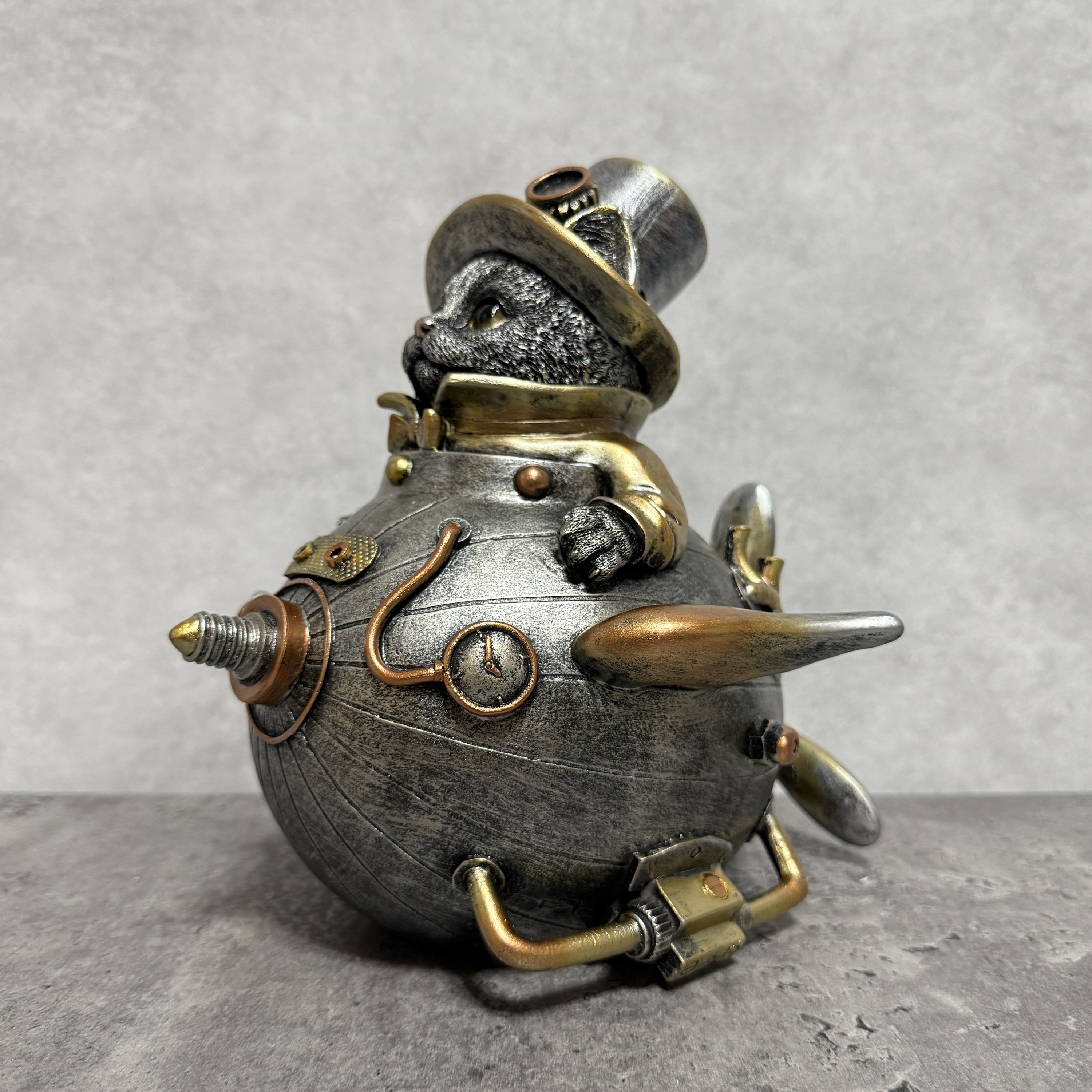 猫の置物 メカキャットB 飛行艇 高さ23cm かわいい おもしろオブジェ