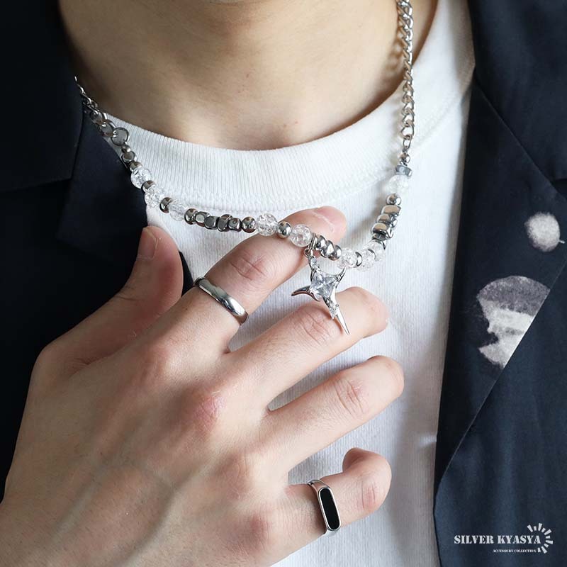 ステンレス クロスネックレス ペンダント チェーンネックレス