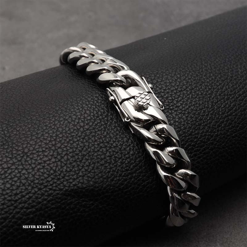 316L 幅14mm 太め メンズ ブレスレット シルバー 喜平チェーン B系