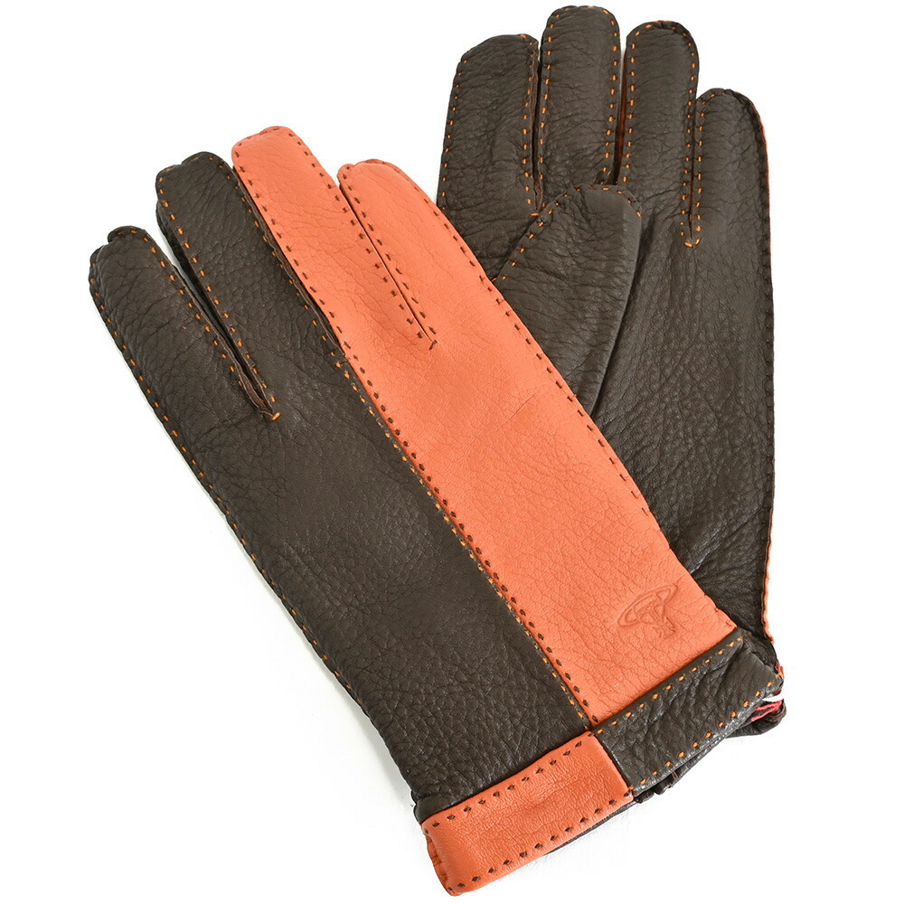 ヴィヴィアンウエストウッドマン 手袋 オレンジ/茶(ブラウン) Vivienne