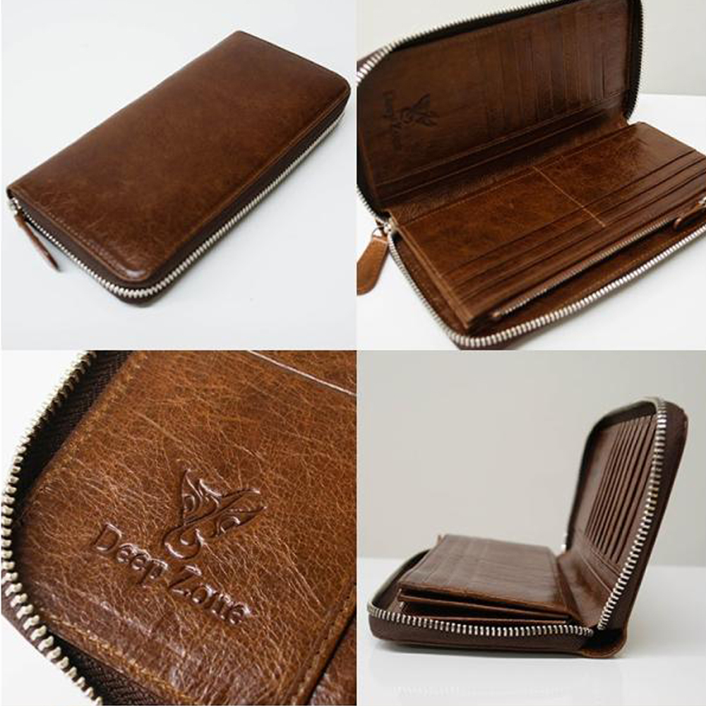 送料無料】本革 ラウンドファスナー 長財布 ドロップハンドル付き