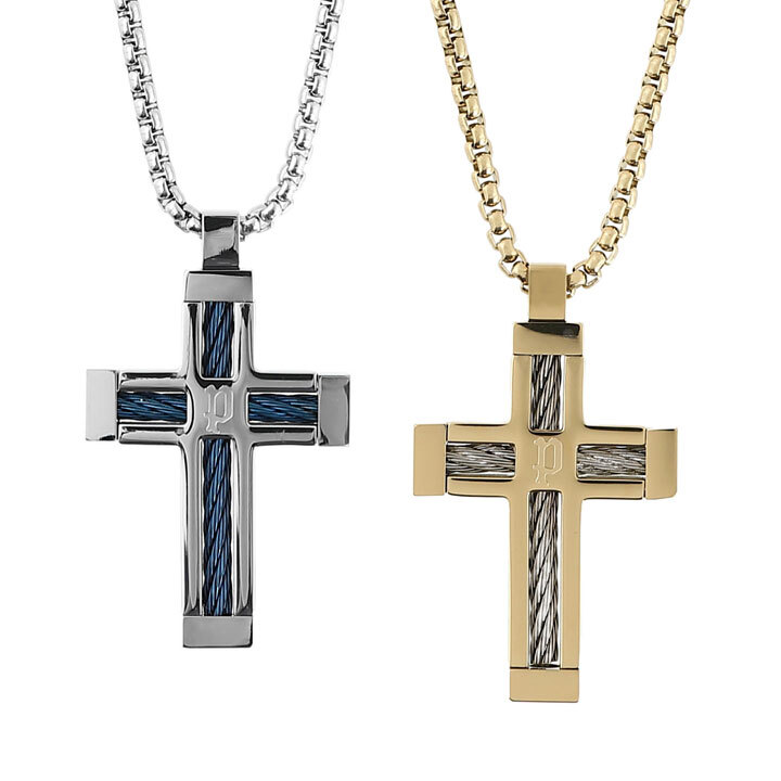 新作モデル】 ポリス ネックレス ペンダント クロス メンズ シルバー