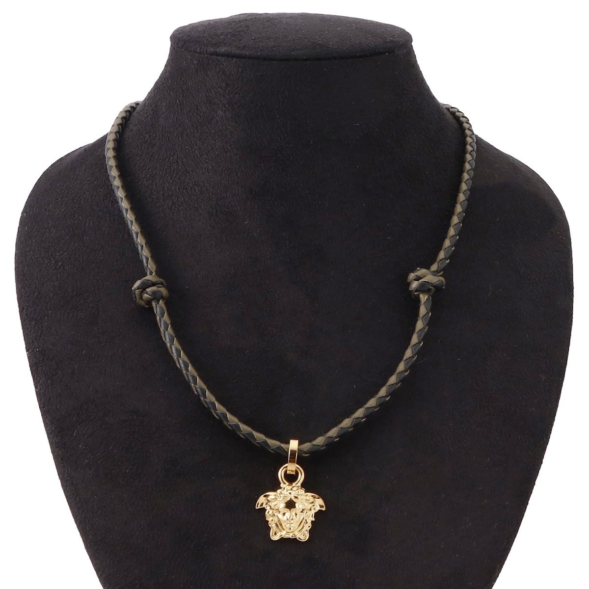 ヴェルサーチェ Versace メドゥーサ 編み込みレザー ペンダント