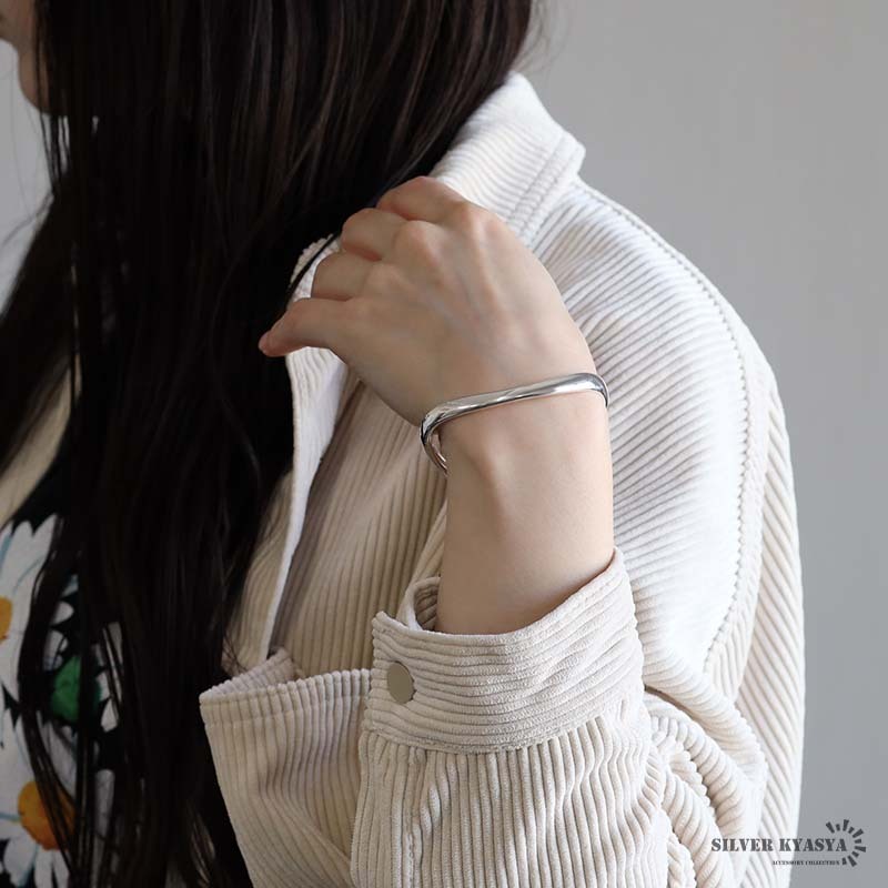 ウェーブバングル シルバー925 ボーンカフバングル レディース