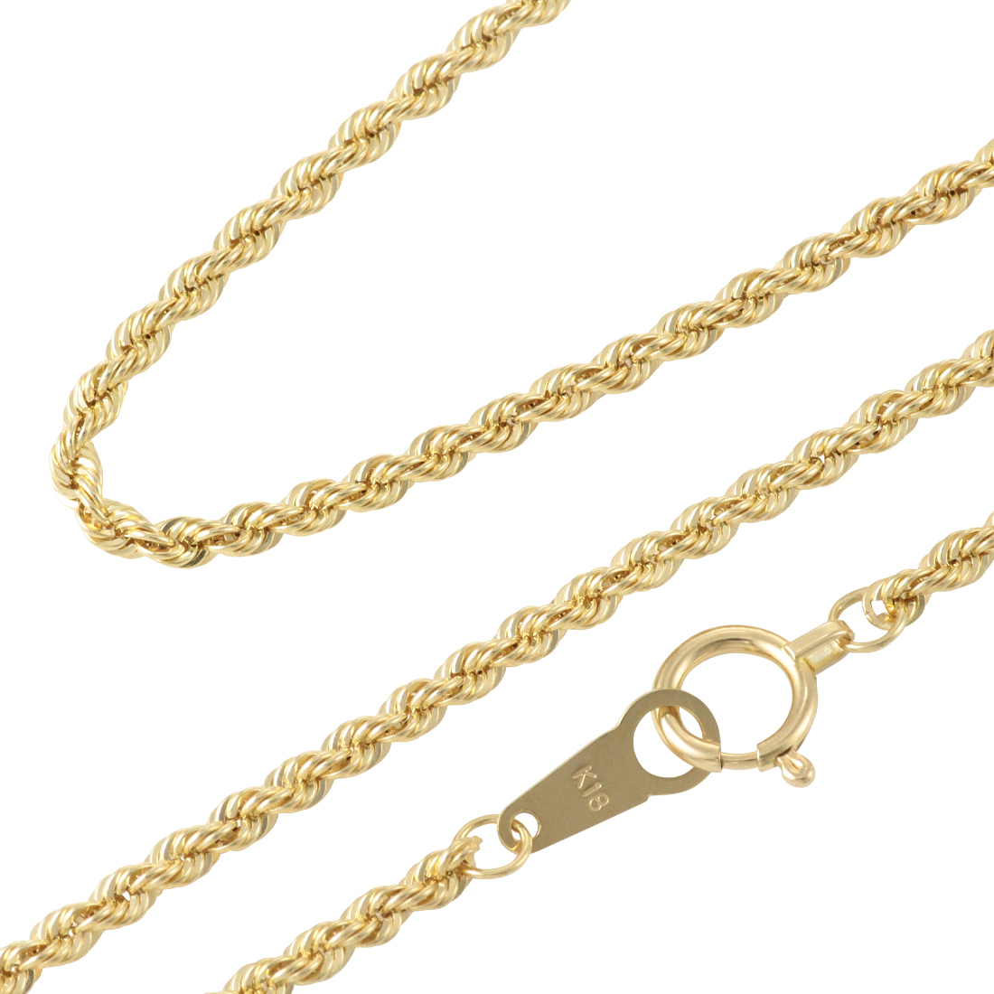 K18 メンズ イエローゴールド パイプ ロープチェーン 2mm幅 60cm k18