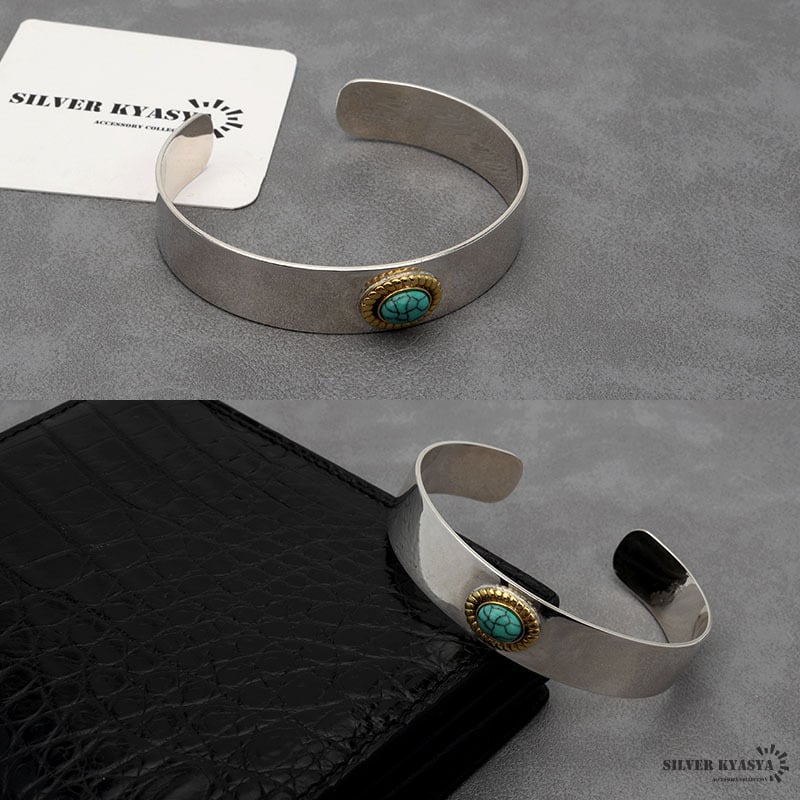 平打バングル ターコイズバングル シルバー925 ターコイズ メンズ