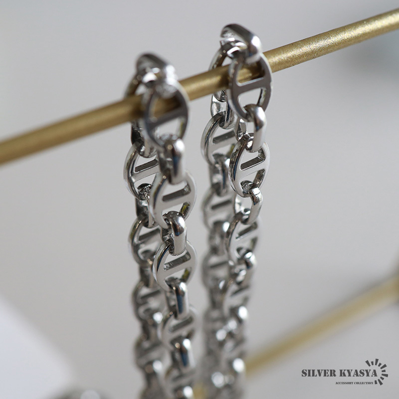 アンカーチェーンブレスレット 幅6mm シルバー ステンレス レディース