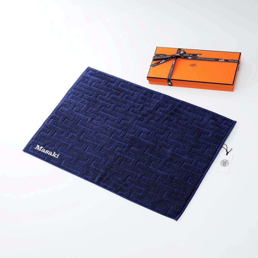 HERMES エルメス ゲスト タオル ステアーズ マリン 名入れ代込み 厚手